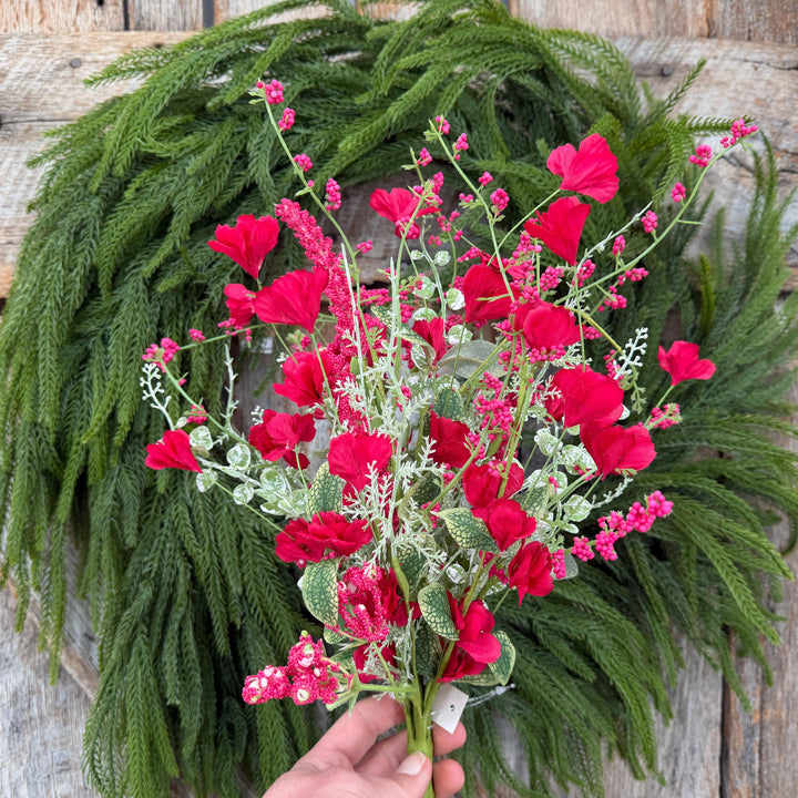 22" Hot Pink Floral Filler Bush, Pink Greenery Bush
