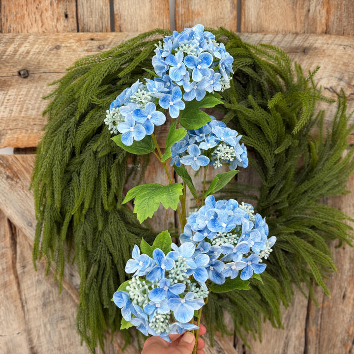 32" Blue Snowball Hydrangea Spray, Artificial Hydrangea Florals, Blue Hydrangea Spray