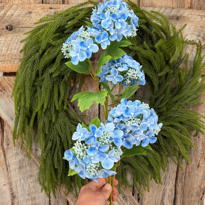 32" Blue Snowball Hydrangea Spray, Artificial Hydrangea Florals, Blue Hydrangea Spray