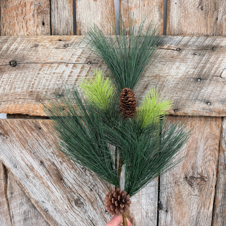31.5" Long Needle Pine Spray with Pinecones, Artificial Christmas Greenery