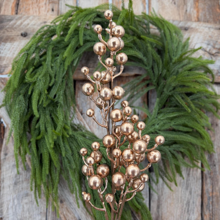 27" Gold Berry Spray, Christmas Berry Spray, Christmas Berries, Gold Christmas Spray