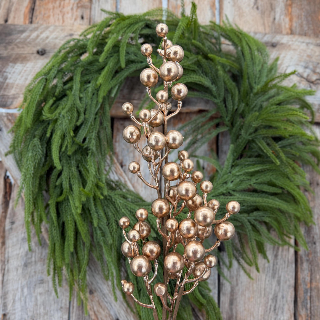 27" Gold Berry Spray, Christmas Berry Spray, Christmas Berries, Gold Christmas Spray