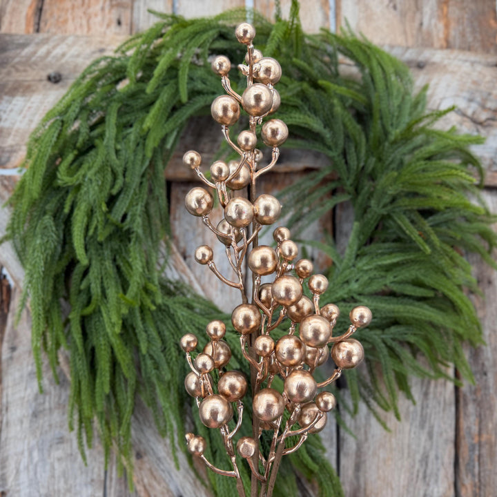 27" Gold Berry Spray, Christmas Berry Spray, Christmas Berries, Gold Christmas Spray