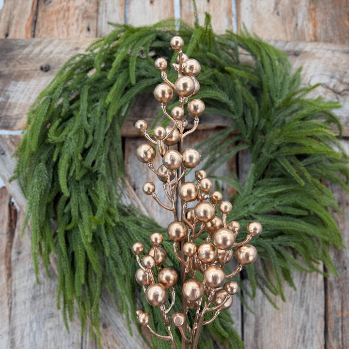 27" Gold Berry Spray, Christmas Berry Spray, Christmas Berries, Gold Christmas Spray