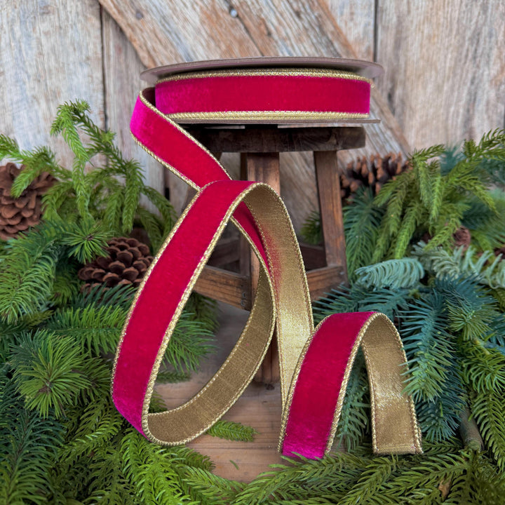 1” Hot Pink Flashy Velvet Ribbon, Farrisilk Velvet Ribbon, 10 Yards