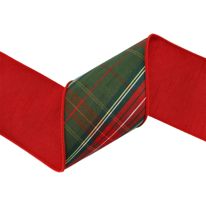 4" Christmas Plaid Ribbon, Green Plaid Ribbon, Traditional Christmas Ribbon