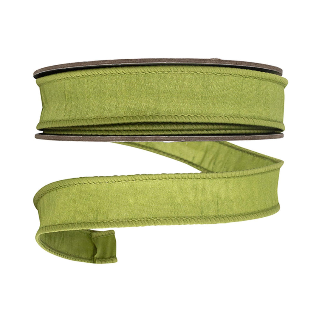 1" Moss Green Ribbon, Wired RIbbon, CHristmas RIbbon, Olive Green RIbbon, Green Grass Ribbon, Christmas Tree Ribbon, Dupioni Ribbon