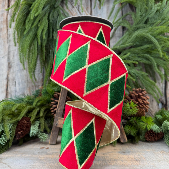 4" Velvet Drum Ribbon, Christmas Drummer Boy Ribbon, Nutcracker Ribbon