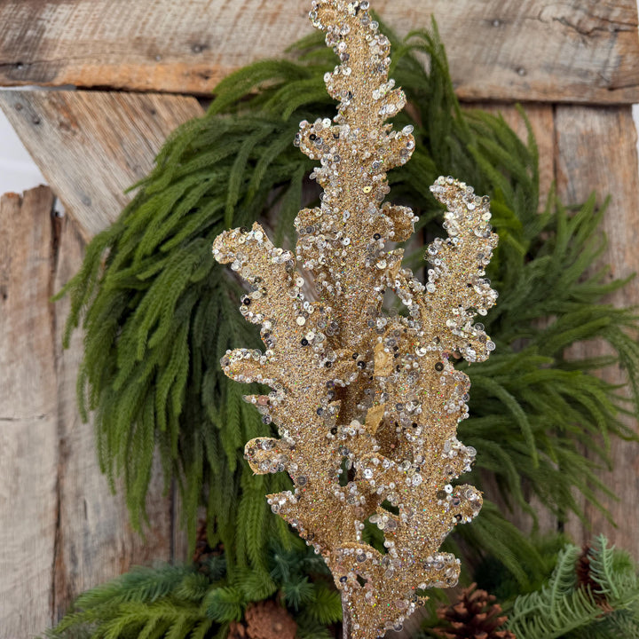 28" Gold Crystal Acanthus Christmas Spray, Farrisilk Tree Spray