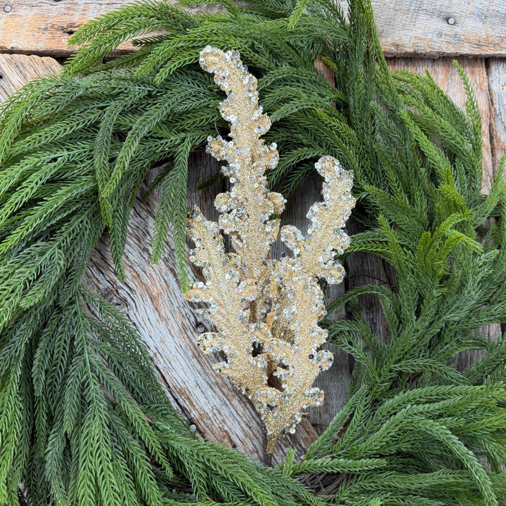28" Gold Crystal Acanthus Christmas Spray, Farrisilk Tree Spray