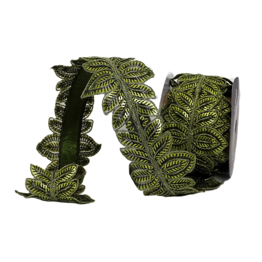4" Olive Green Ribbon, Farrisilk Masquerade Vine for Christmas