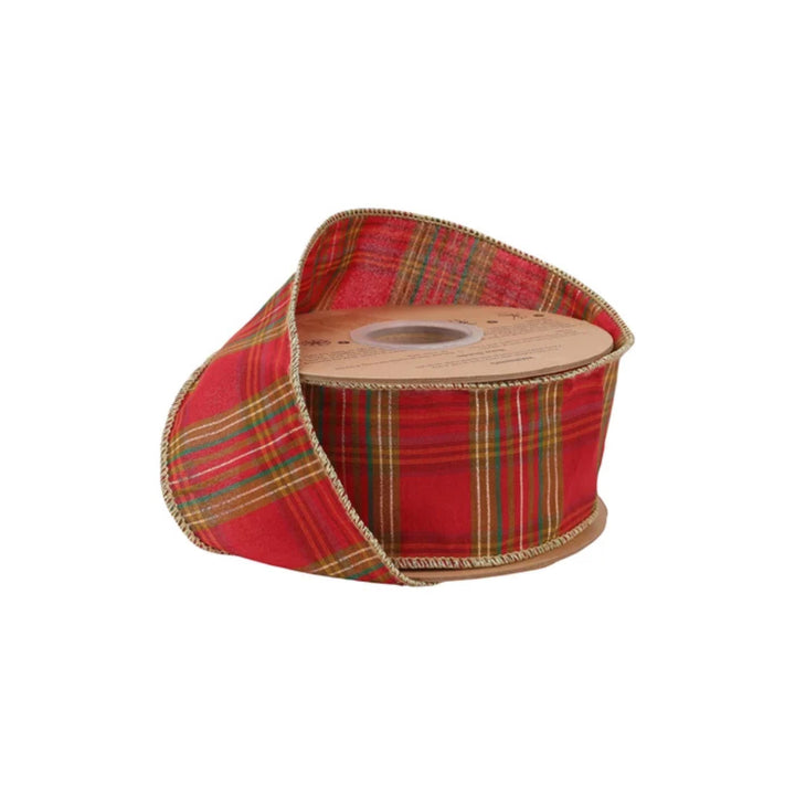 2.5" Red Christmas Plaid Ribbon, Red Green Tartan Plaid Ribbon, Traditional Christmas Ribbon