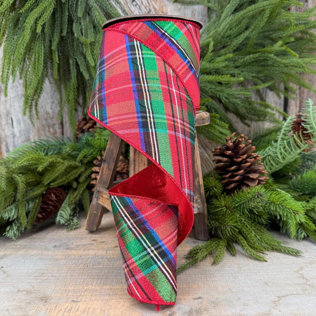 4" Traditional CHristmas, Nutcracker Plaid Christmas Ribbon