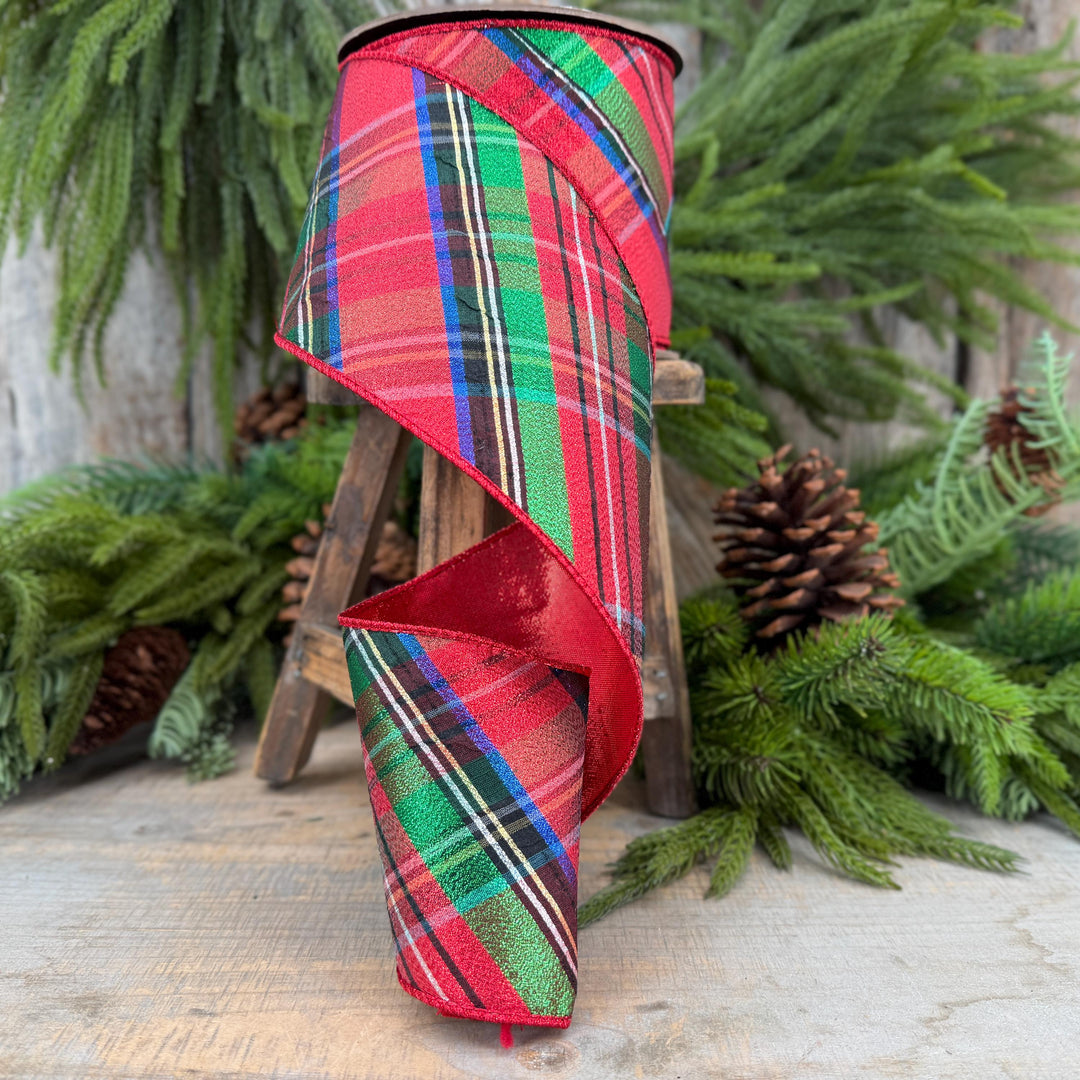 4" Traditional CHristmas, Nutcracker Plaid Christmas Ribbon