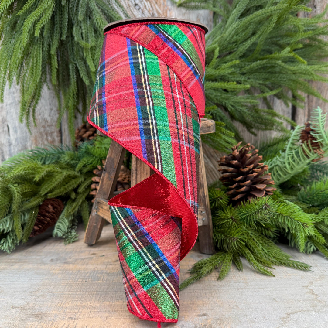 4" Traditional CHristmas, Nutcracker Plaid Christmas Ribbon