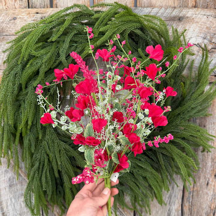22" Hot Pink Floral Filler Bush, Pink Greenery Bush