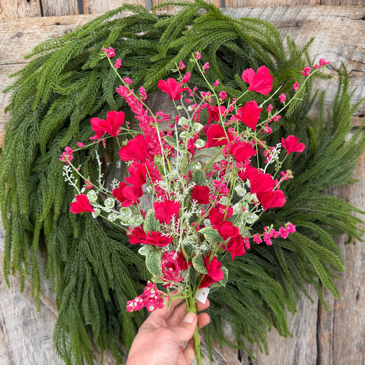22" Hot Pink Floral Filler Bush, Pink Greenery Bush