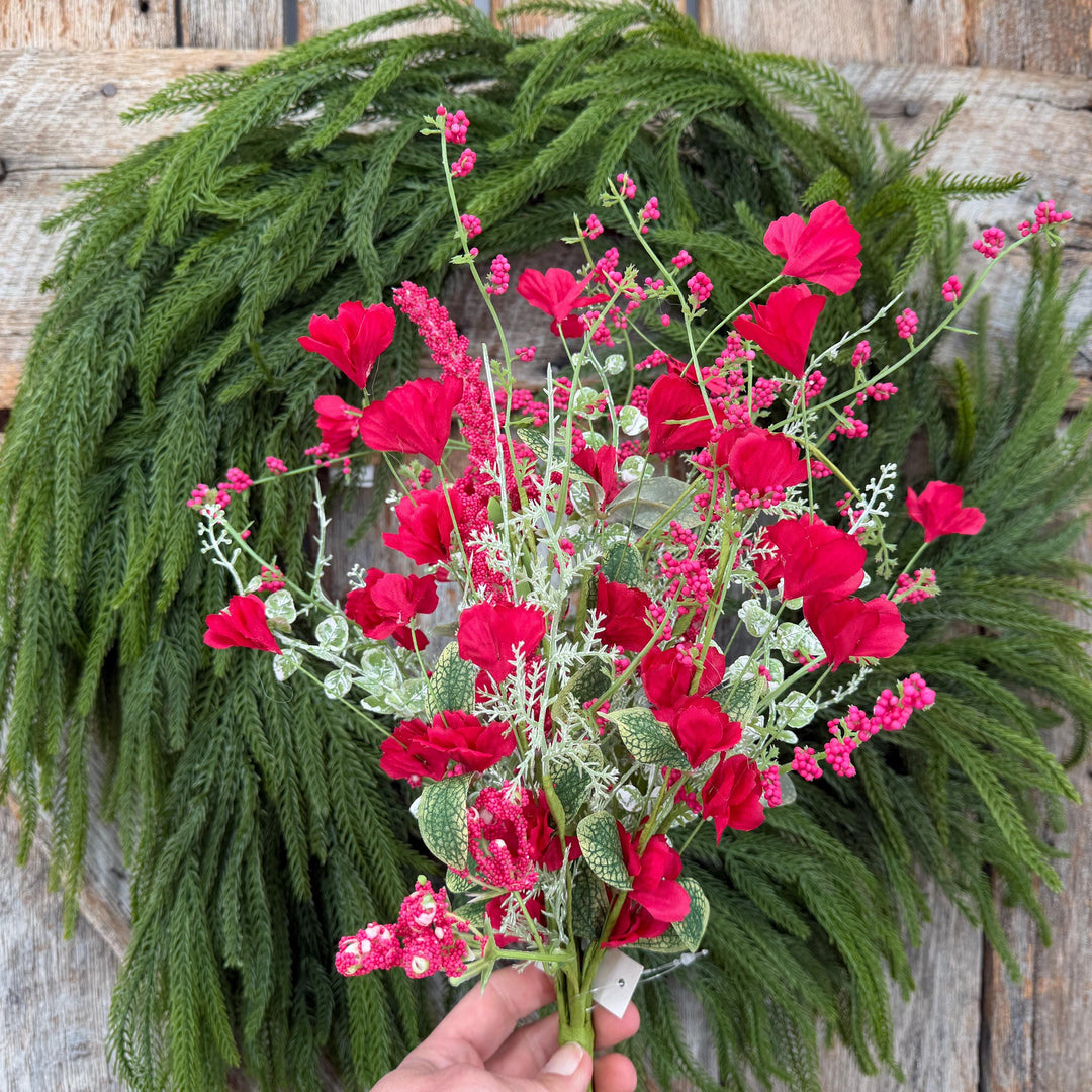 22" Hot Pink Floral Filler Bush, Pink Greenery Bush