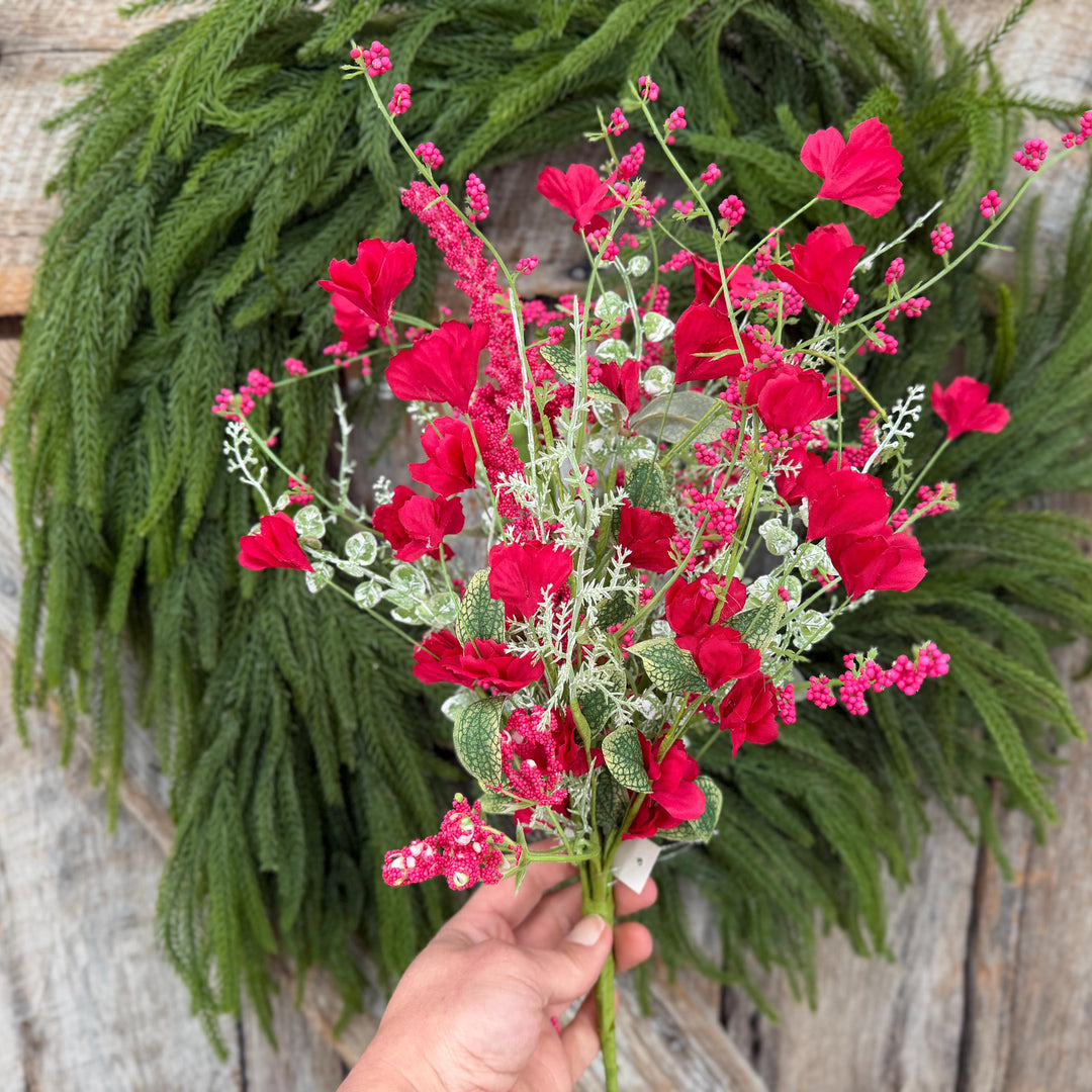 22" Hot Pink Floral Filler Bush, Pink Greenery Bush