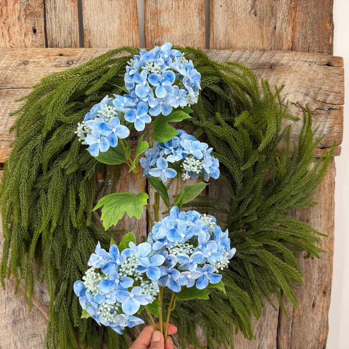 32" Blue Snowball Hydrangea Spray, Artificial Hydrangea Florals, Blue Hydrangea Spray