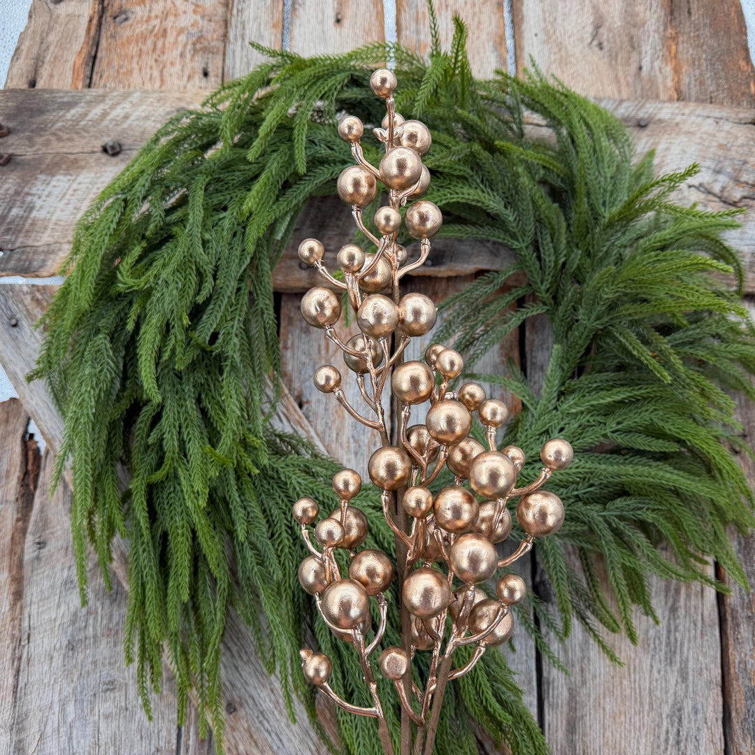 27" Gold Berry Spray, Christmas Berry Spray, Christmas Berries, Gold Christmas Spray