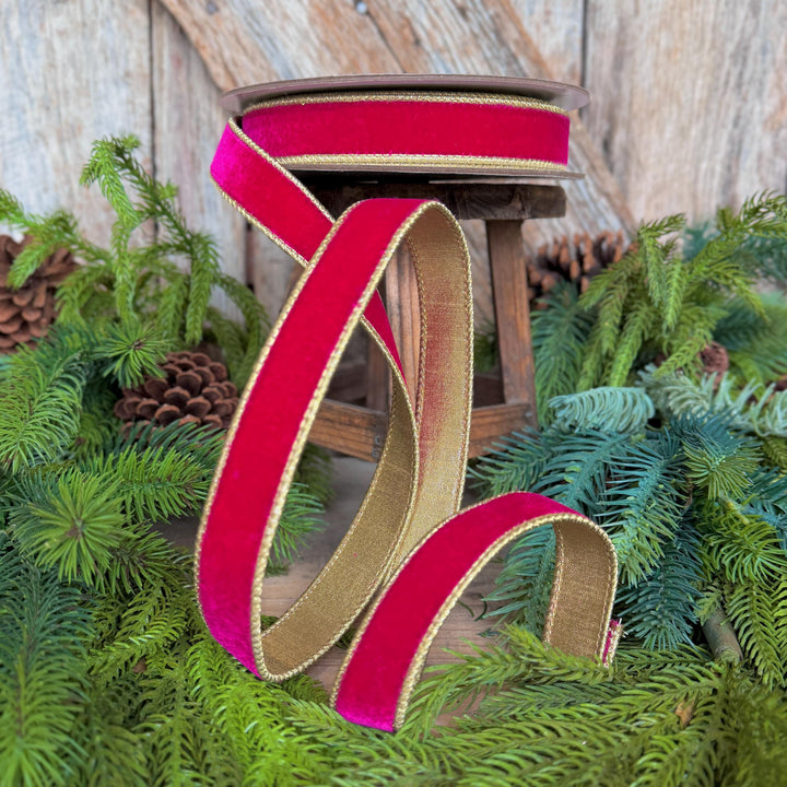 1” Hot Pink Flashy Velvet Ribbon, Farrisilk Velvet Ribbon, 10 Yards