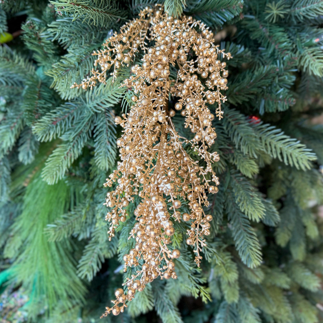 26" Gold Mini Berry Spray, Christmas Berry Spray, Christmas Berries, Gold Christmas Spray