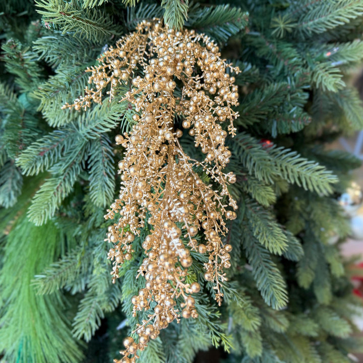 26" Gold Mini Berry Spray, Christmas Berry Spray, Christmas Berries, Gold Christmas Spray