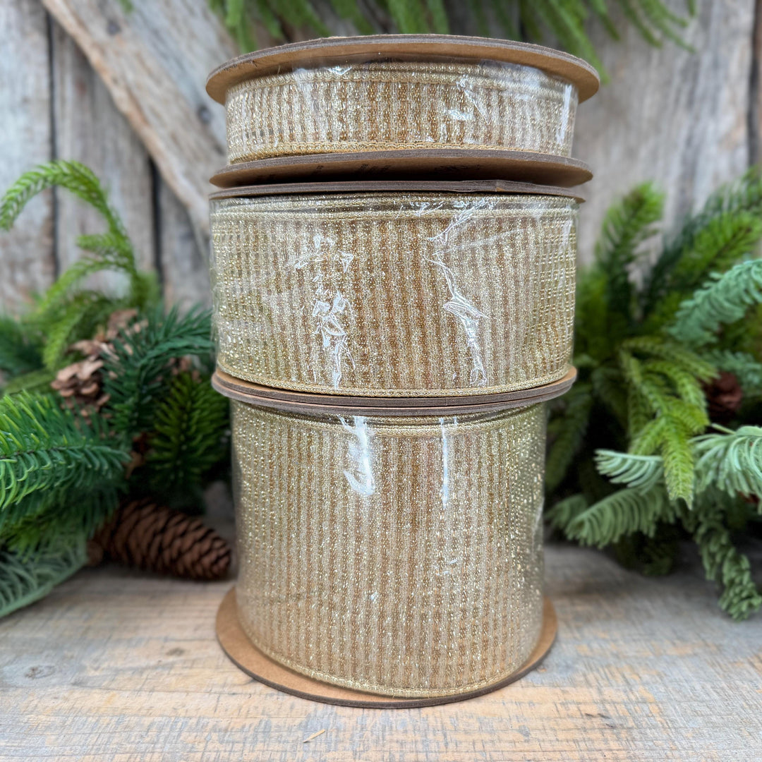 1" Gold Metallic Ribbon, Gold Sparkle Christmas Ribbon