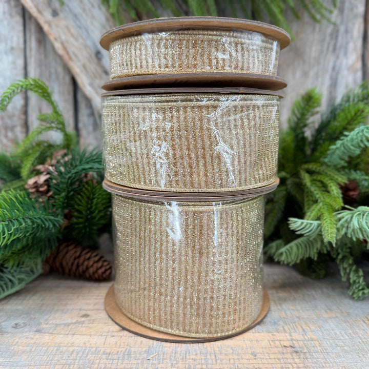 1" Gold Metallic Ribbon, Gold Sparkle Christmas Ribbon