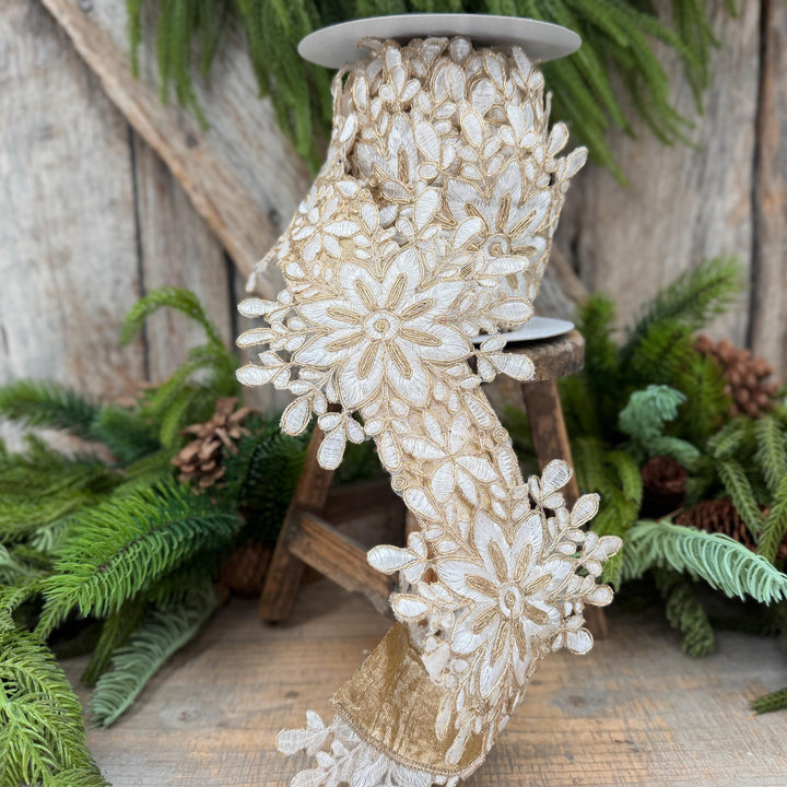5.5" Ivory Snowflake Ribbon by Farrisilk