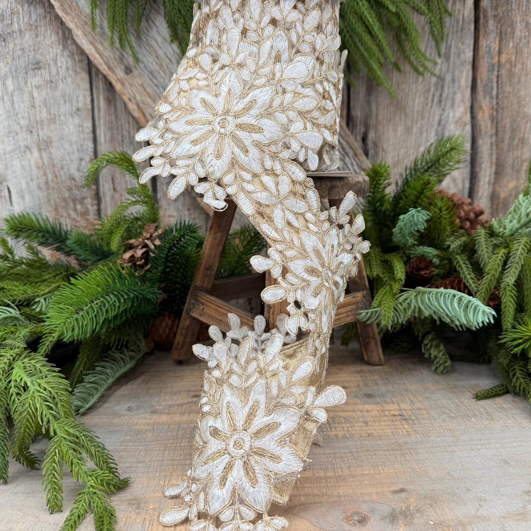 5.5" Ivory Snowflake Ribbon by Farrisilk