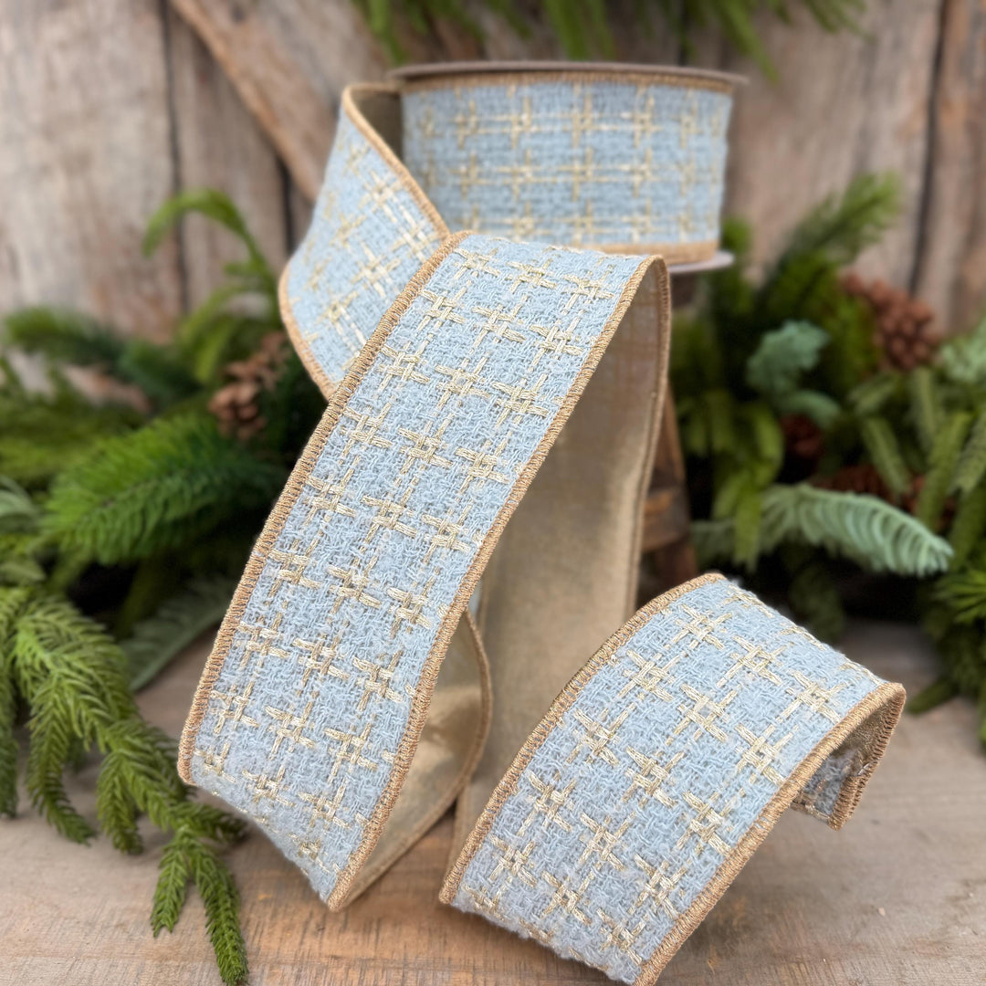 2.5" Light Blue Tween Ribbon, Tres Chic Tweed by Farrisilk