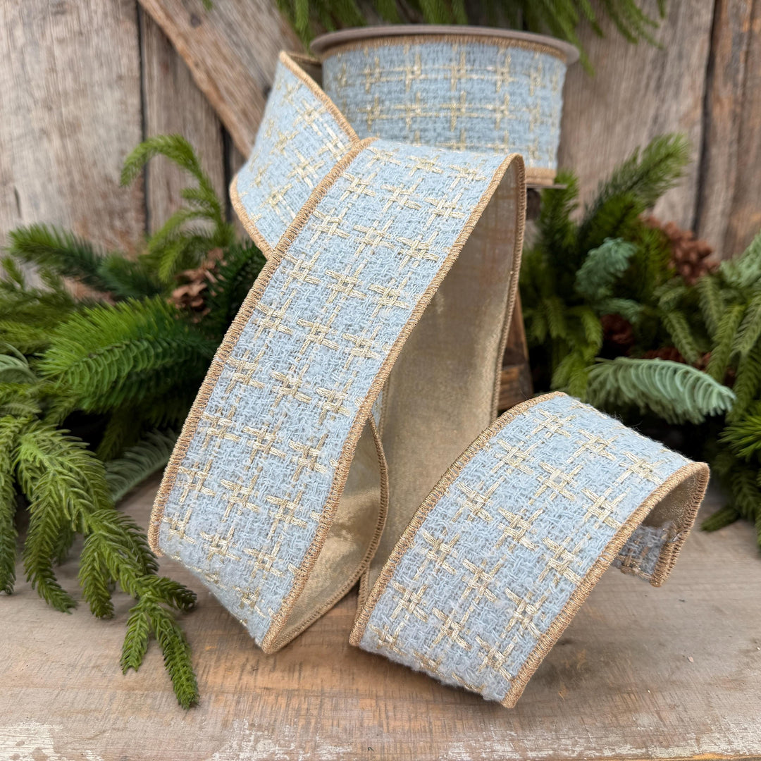 2.5" Light Blue Tween Ribbon, Tres Chic Tweed by Farrisilk