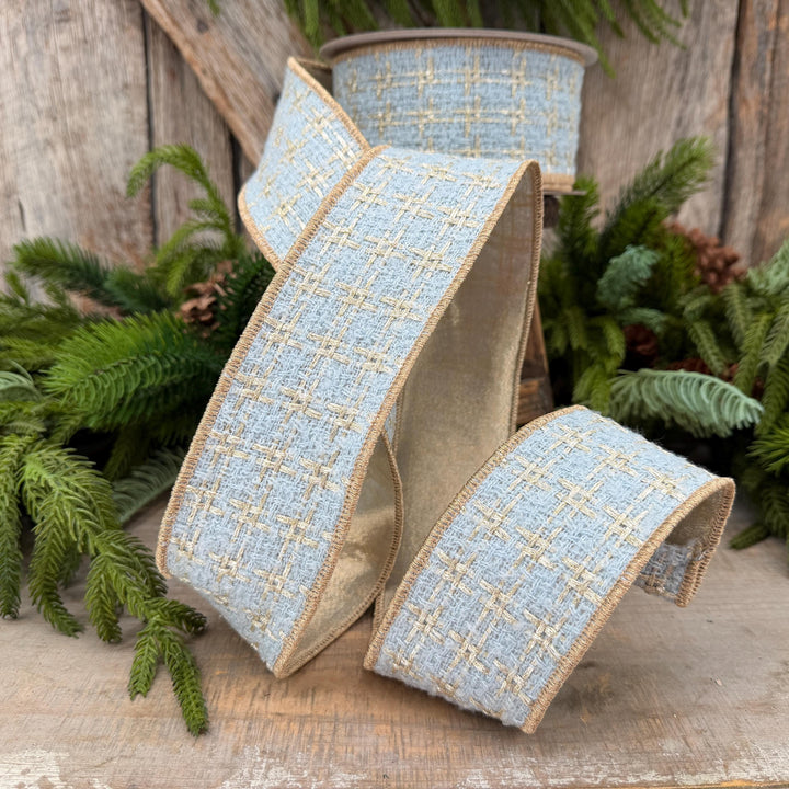 2.5" Light Blue Tween Ribbon, Tres Chic Tweed by Farrisilk