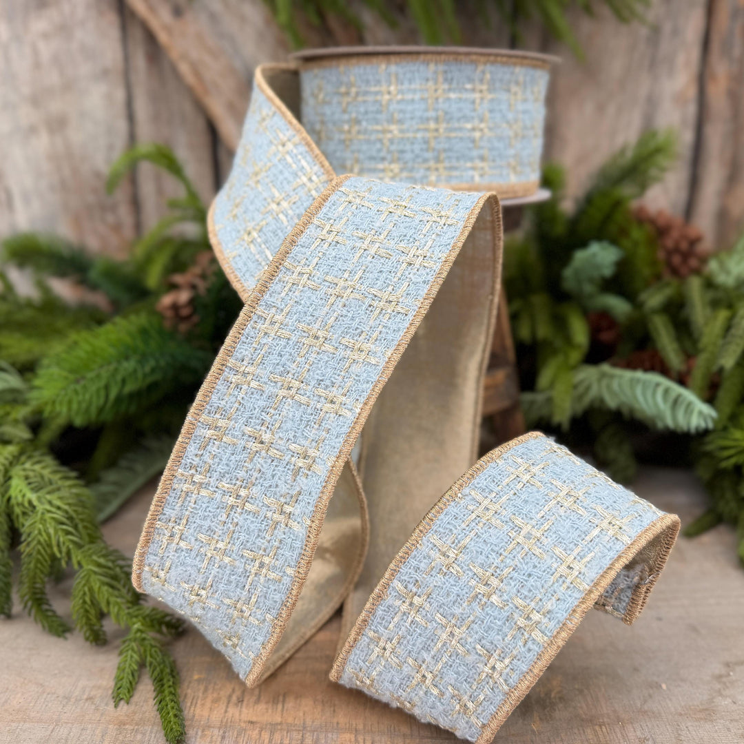 2.5" Light Blue Tween Ribbon, Tres Chic Tweed by Farrisilk