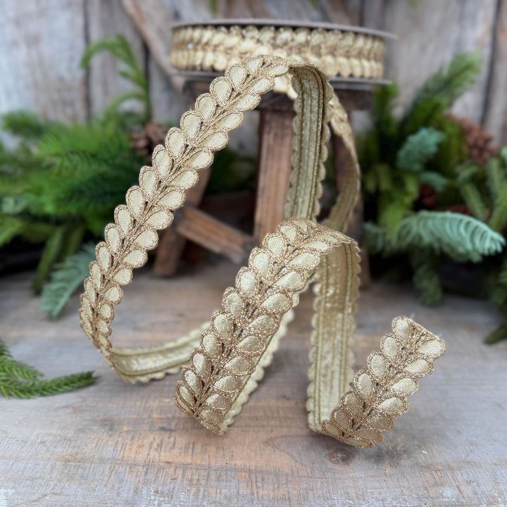 1" Gold Ribbon, Gold Gilded Garland Ribbon by Farrisilk