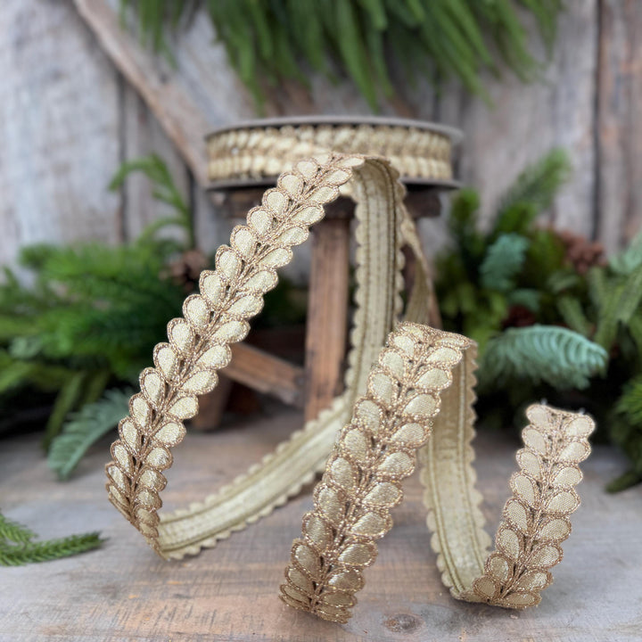 1" Gold Ribbon, Gold Gilded Garland Ribbon by Farrisilk