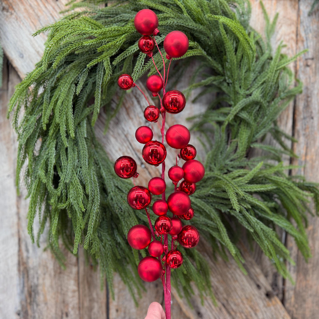 30" Red Ornament Ball Spray