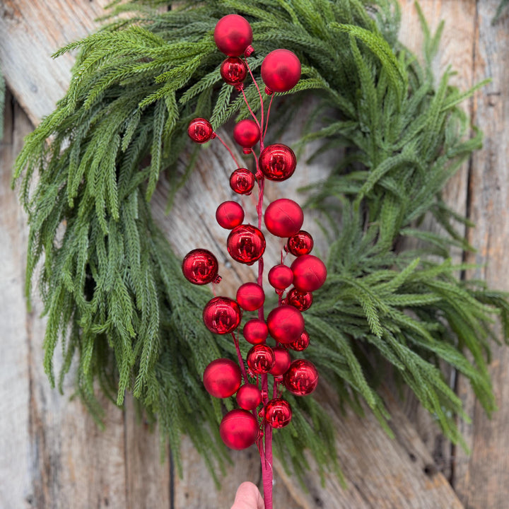 30" Red Ornament Ball Spray
