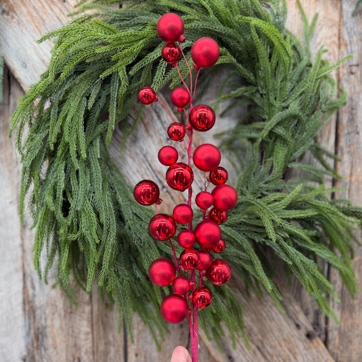 30" Red Ornament Ball Spray