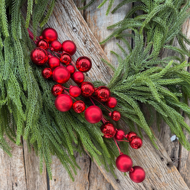 30" Red Ornament Ball Spray