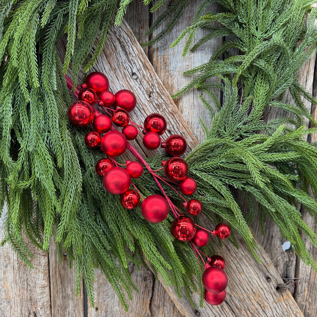 30" Red Ornament Ball Spray