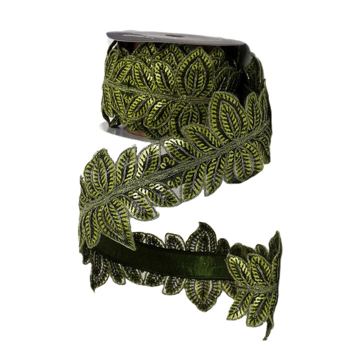4" Olive Green Ribbon, Farrisilk Masquerade Vine for Christmas