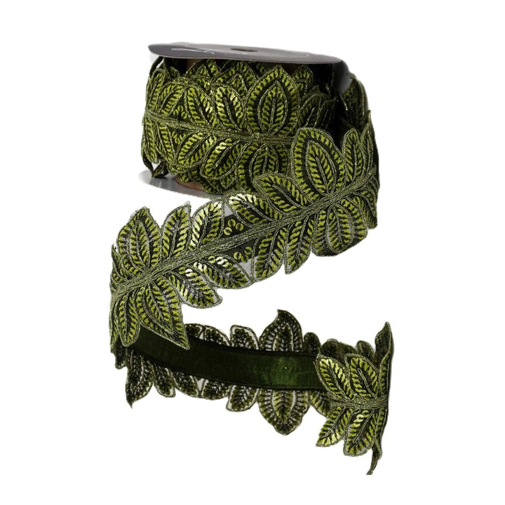 4" Olive Green Ribbon, Farrisilk Masquerade Vine for Christmas