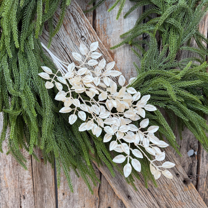 28" Pearl Leaf Spray – Elegant Christmas Greenery