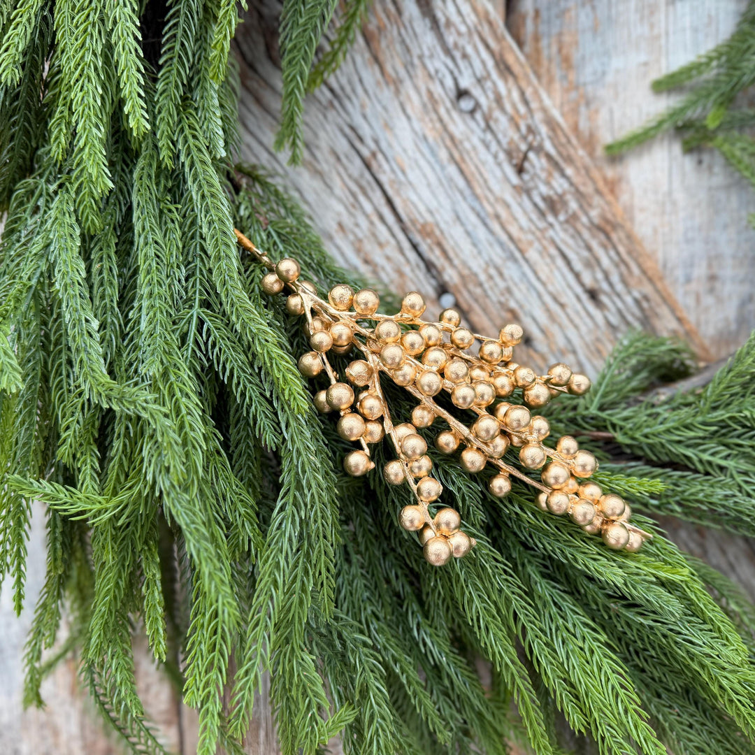 10" Gold Berry Spray, Gold Christmas Pick, Holiday Wreath Filler