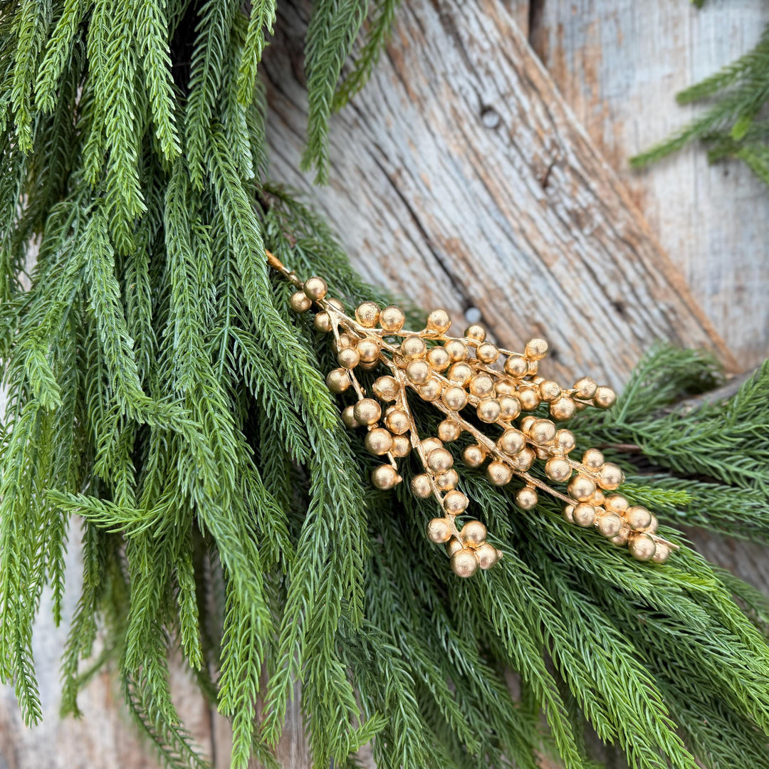 10" Gold Berry Spray, Gold Christmas Pick, Holiday Wreath Filler