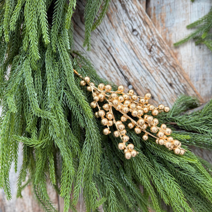 10" Gold Berry Spray, Gold Christmas Pick, Holiday Wreath Filler
