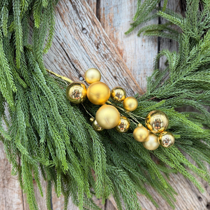16" Gold Christmas Ornament Ball Pick – Shiny and Matte Holiday Spray
